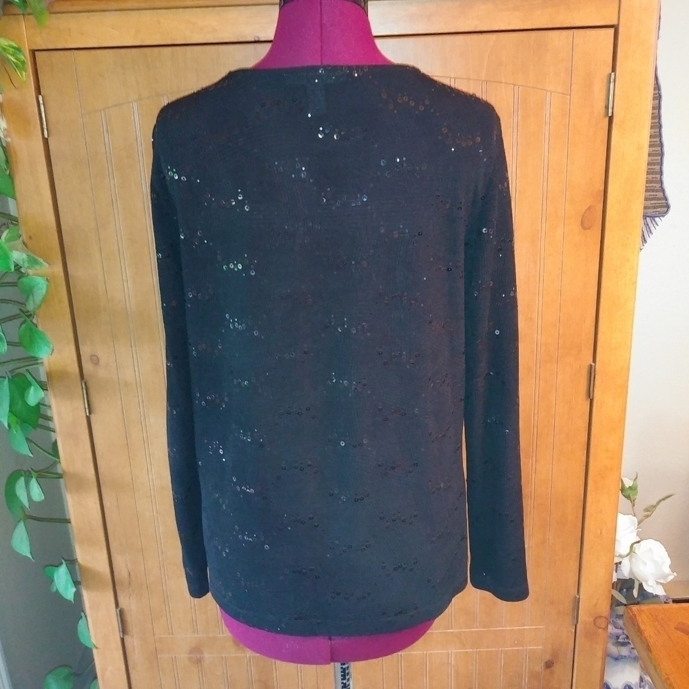 JM Collection Black Sequined Sweater & Shell - Picture 3 of 9